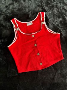 Red Button-Down Tank Top