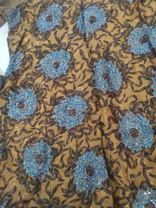 Large Size Brown Festive Floral Kurta Set