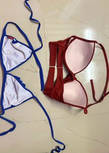 Blue &amp; Red Bikini Set