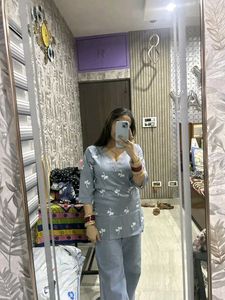 Grey Floral Printed Kurti Set