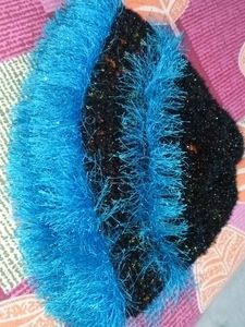 BLACK AND BLUE WOOLEN CAP (HANDMADE NEW)