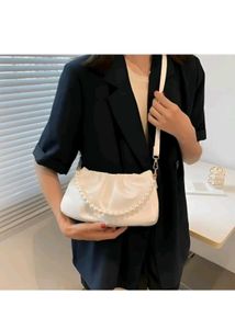 Elegant White Pearl Handle Bag