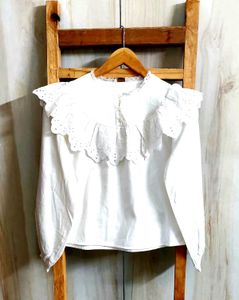 White Designer Cotton Top Size-36