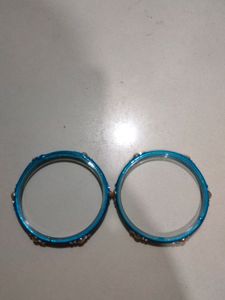 Sky Blue Glass Stone Bangles