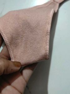 Peach Ribbed Thong