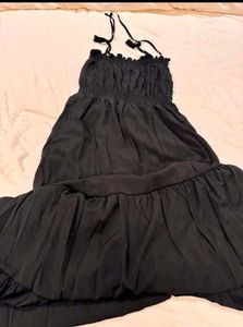 Black Summer Tie Up Dress
