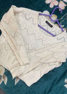 White Knit Pullover Sweater