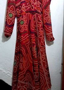 Red Bandhani Print Dress