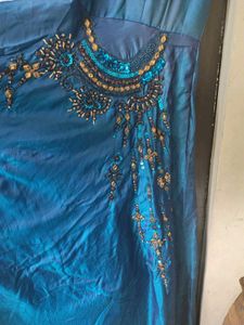 Elegant Blue Ethnic Gown With Tag &amp; 4 Inch Margin
