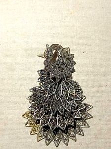 Peacock Inspired Silver Earrings