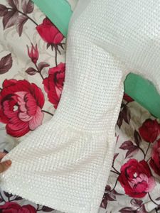 Sparkling White Sequin Peplum Top