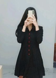 Black Korean Short Frock Type Top