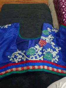 Embroidered Blue &amp; Yellow Sari