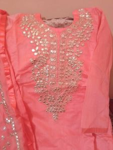 Peach Embroidered Indian Salwar Kameez Suit