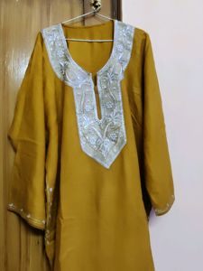 Embroidered Mustard Kurti