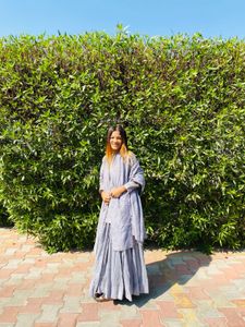 Gray Top and Sharara Set