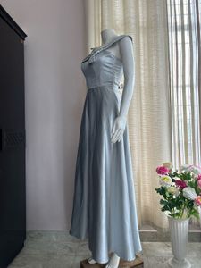 Grey Satin Gown