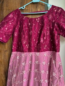 Elegant Pink &amp; Purple Ethnic Gown