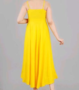 Bright Yellow Anarkali Dress with Colorful Dupatta