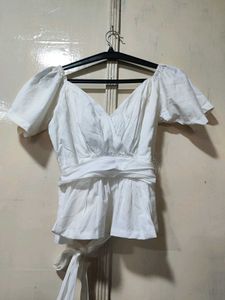 White Puff Sleeve Top