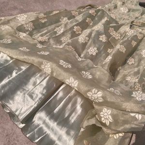 Organza Printed Tinsel  Frock