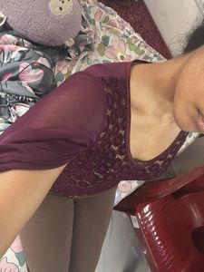 Burgundy Lace Long Sleeve Top