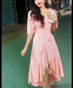 Elegant Pink Ruffle Dress