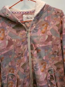 Patterned Zip-Up Hoodie