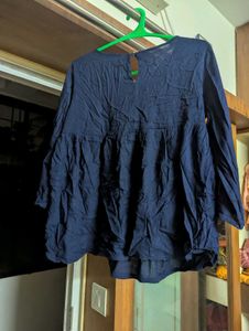 Navy Blue Semi Peplum Top