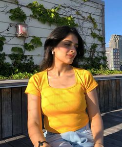 Yellow Square Neck Tee