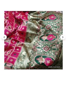 Elegant Pink &amp; Green Saree