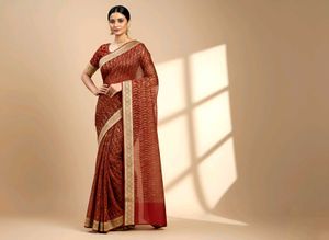 Elegant Maroon & Gold✨ Saree