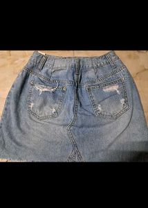 Mini Distressed Denim Skirt