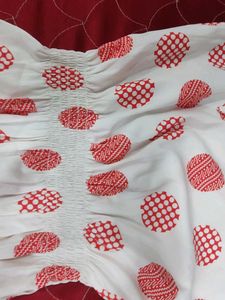 White &amp; Red Patterned Top