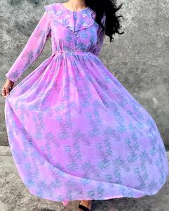 Pink Floral Print Dress