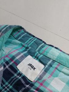 MAX Mint Green &amp; Navy Checkered Casual Shirt