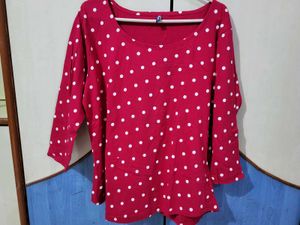 VOGUISH POLKA DOT PINKISH RED TOP