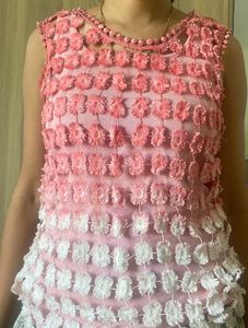 Sheer Floral Pink and White Top