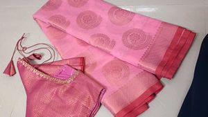 Beautiful Pink Zari Saree &amp; Blouse