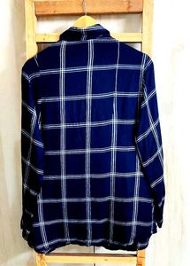 Blue Plaid Flannel Shirt Size-44