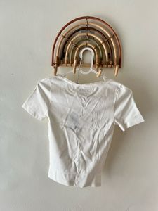 Cute White Lace Trim Top