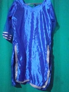 Blue Satin Patiyala Salwar Kurti