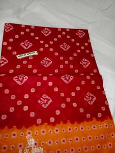 Red &amp; Orange Printed Saree