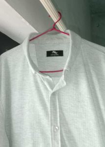 White Patterned Button-Down Shirt