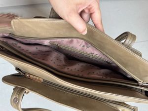 Soft Leather Stylish Handbag - Olive &amp; Gold