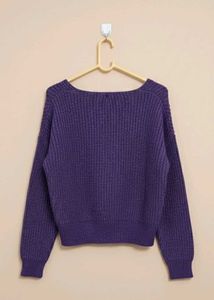 Purple Knit Cropped Sweater
