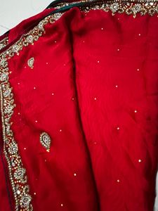 Elegant Red Embellished Saree