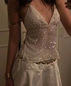 BLUE chatpata sequence top backless