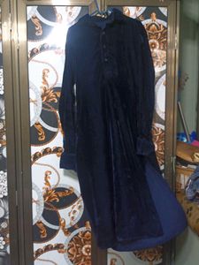 Vintage Navy Velvet Button-Down Shirt