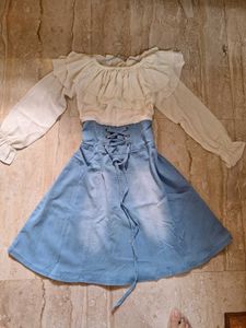 White And Denim Dress